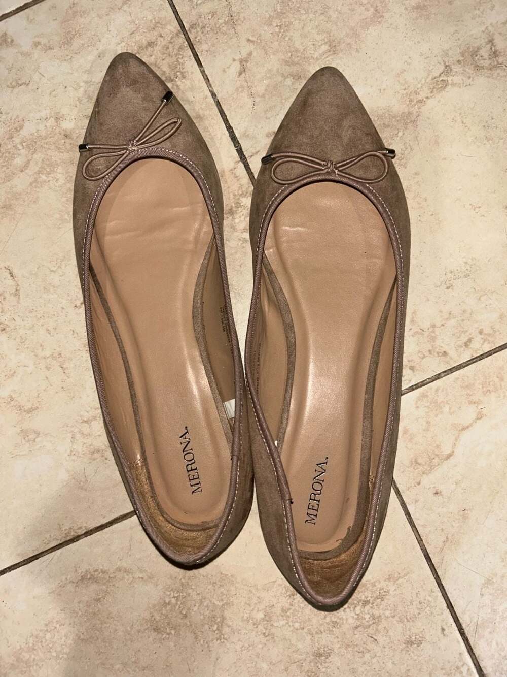 Merona Women's Pointed Toe Ballet Flats in Taupe